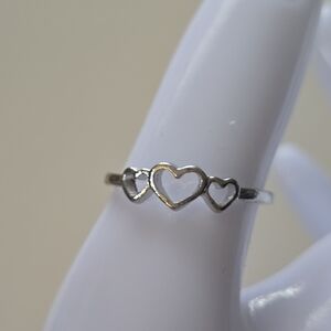Silver Triple Heart Ring Size 8.5